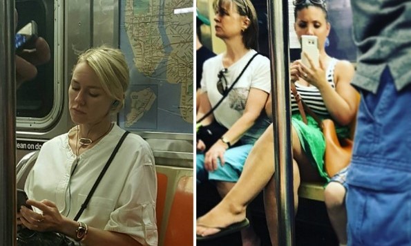 Naomi Watts se vinga de mulher que a fotografou no metrô postando uma foto do flagra no Instagram